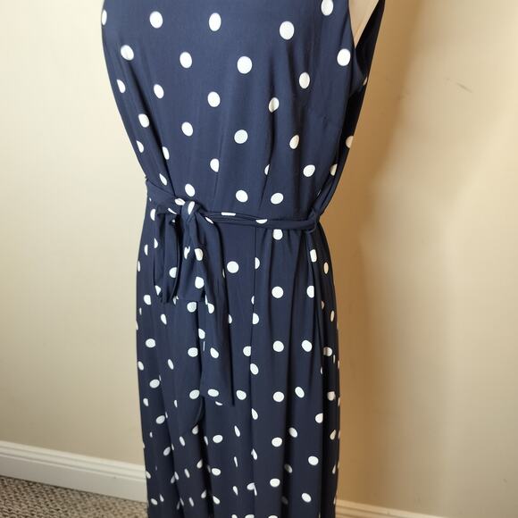 Anne Klein Polka Dot Dress Belted Stretch Fit Flare - Picture 6 of 8